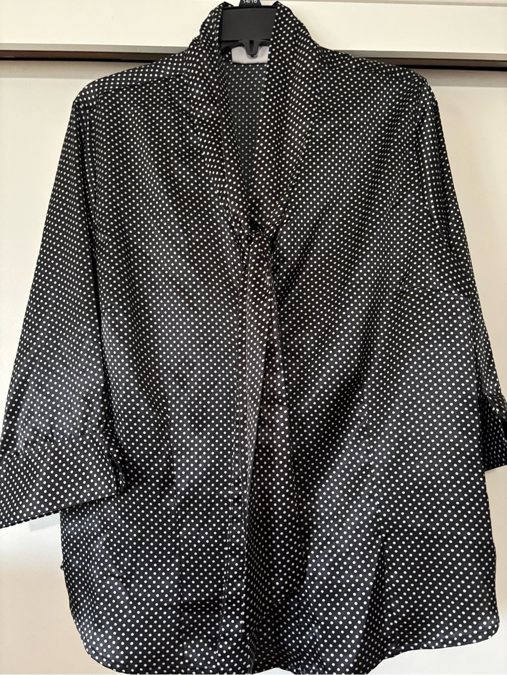 Black Polka Dot Button-Front Blouse